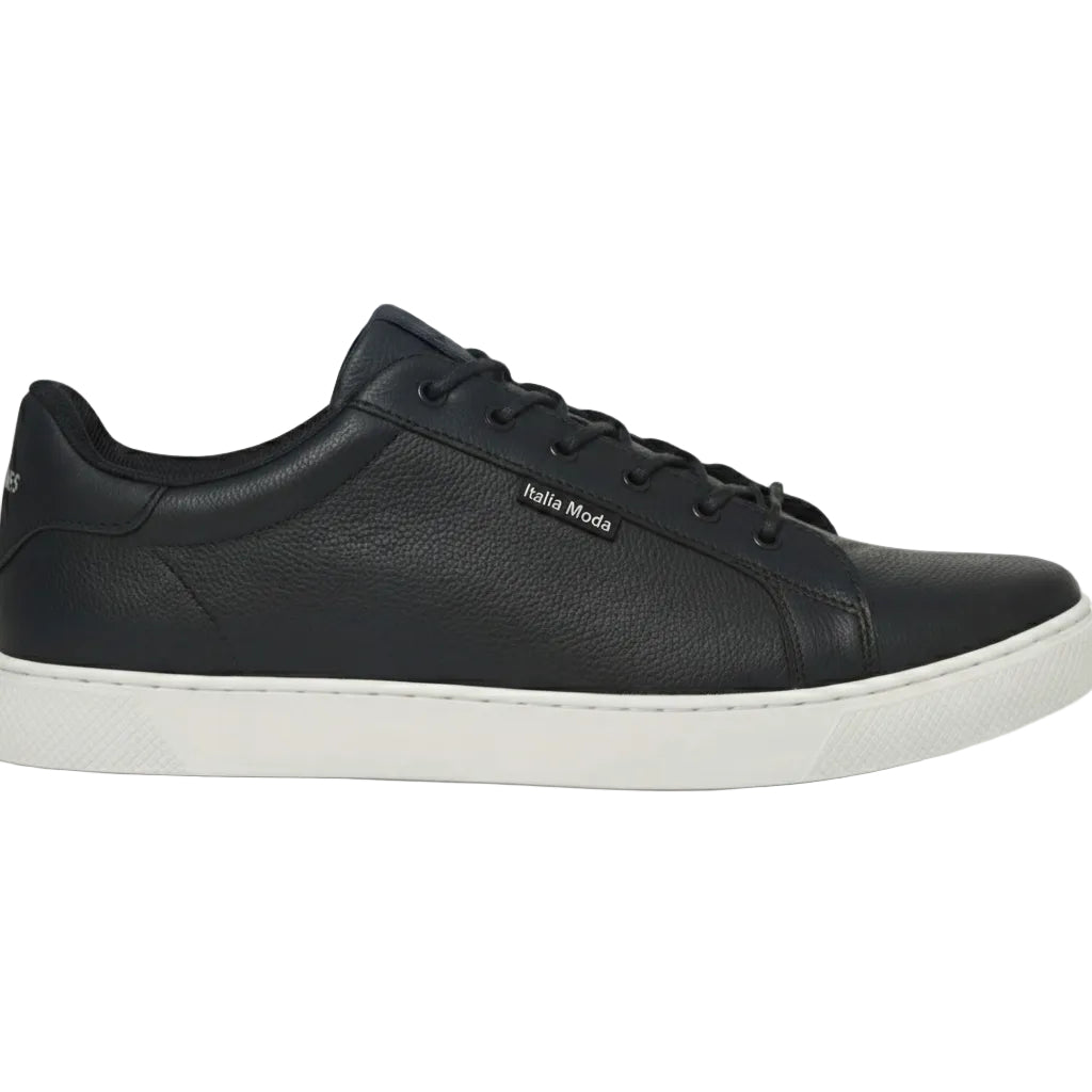 Italia Moda Sneaker in Pelle Pieno Fiore Martellata – Blu Navy