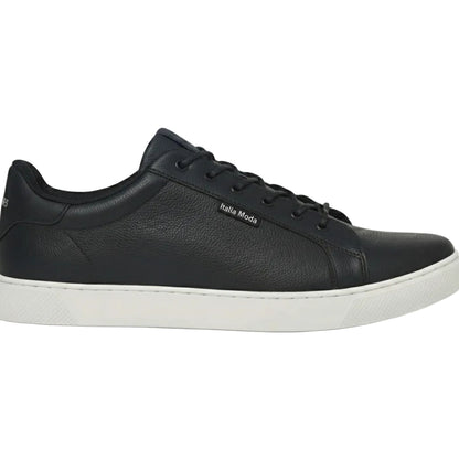 Italia Moda Sneaker in Pelle Pieno Fiore Martellata – Blu Navy