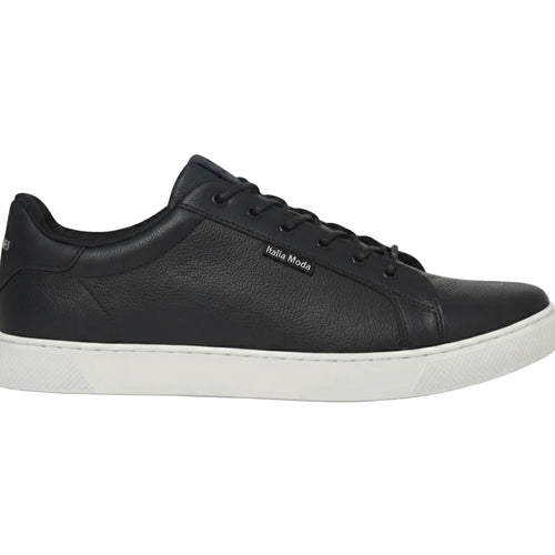 Italia Moda Sneaker in Pelle Pieno Fiore Martellata – Blu Navy