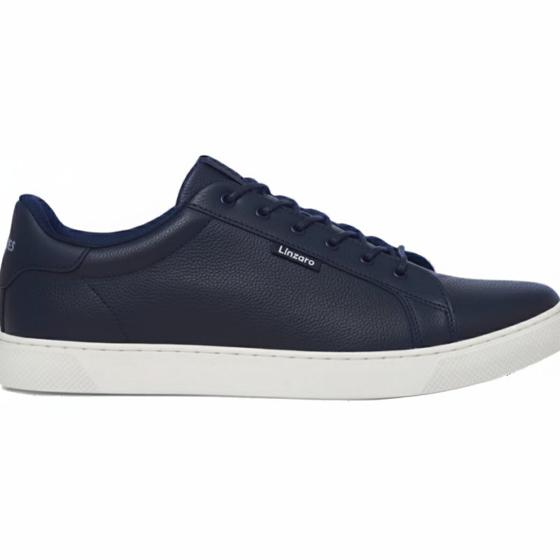 LINZARO LEATHER TRAINER – NAVY