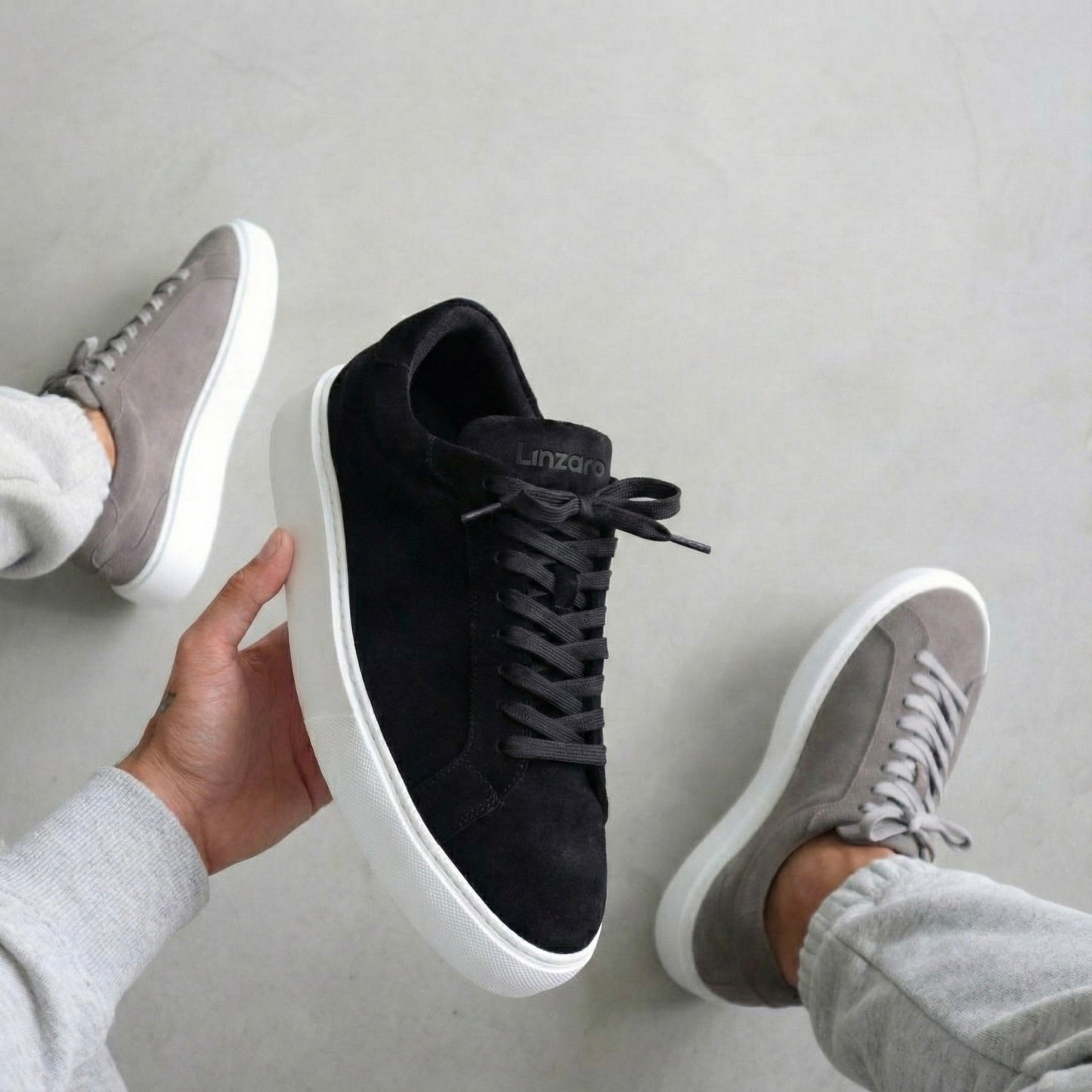 LINZARO SUEDE TRAINER - BLACK
