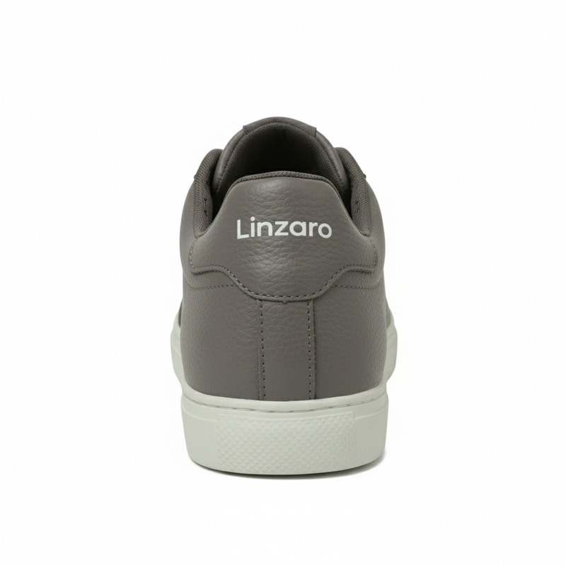 LINZARO LEATHER TRAINER – TAUPE GREY
