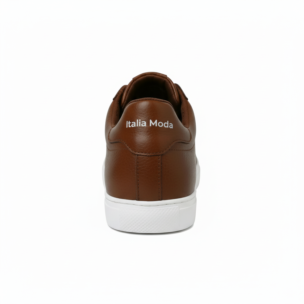 Italia Moda Sneaker in Pelle Pieno Fiore Martellata – Marrone Scuro