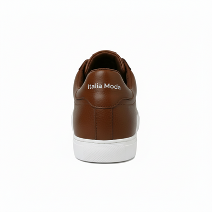Italia Moda Sneaker in Pelle Pieno Fiore Martellata – Marrone Scuro