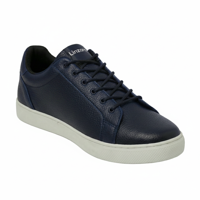 LINZARO LEATHER TRAINER – NAVY
