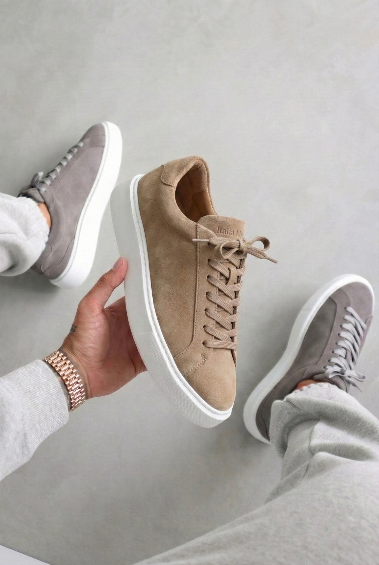 Italia Moda Sneaker in Camoscio Premium – Beige