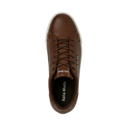 Italia Moda Sneaker in Pelle Pieno Fiore Martellata – Marrone Scuro