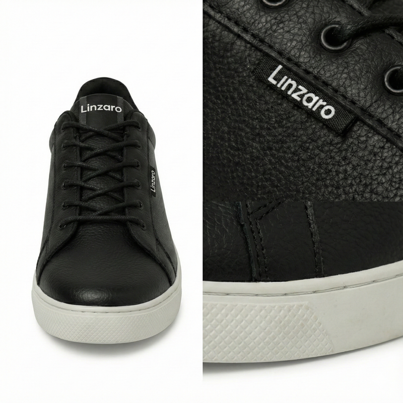 LINZARO LEATHER TRAINER – BLACK