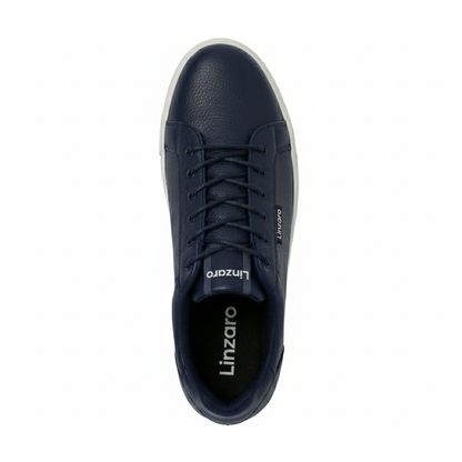 Italia Moda Sneaker in Pelle Pieno Fiore Martellata – Blu Navy
