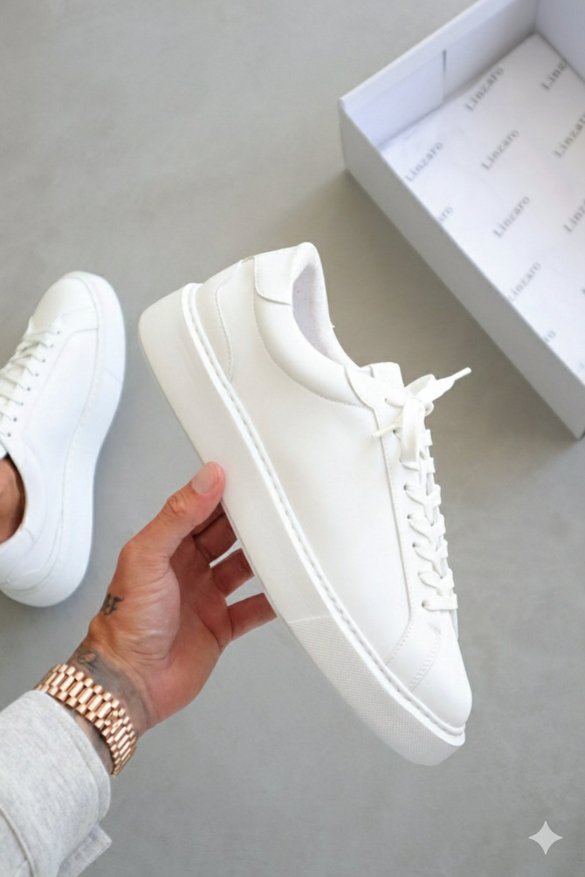 LINZARO LEATHER TRAINER – WHITE