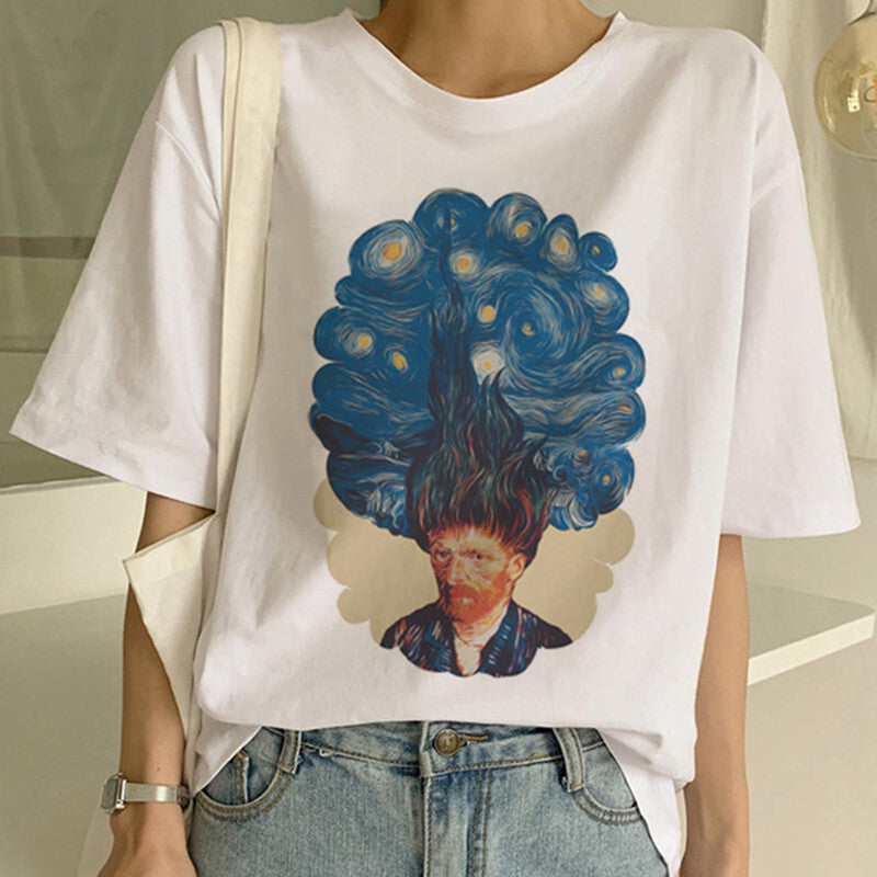 T-shirt stampata con pittura a olio di Van Gogh