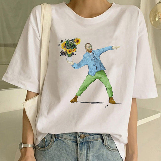 T-shirt stampata con pittura a olio di Van Gogh