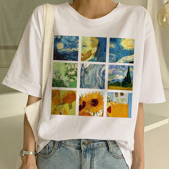 T-shirt stampata con pittura a olio di Van Gogh