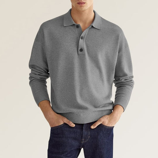 Jacob – Polo da uomo Casual con Revers larghi e Maniche Lunghe