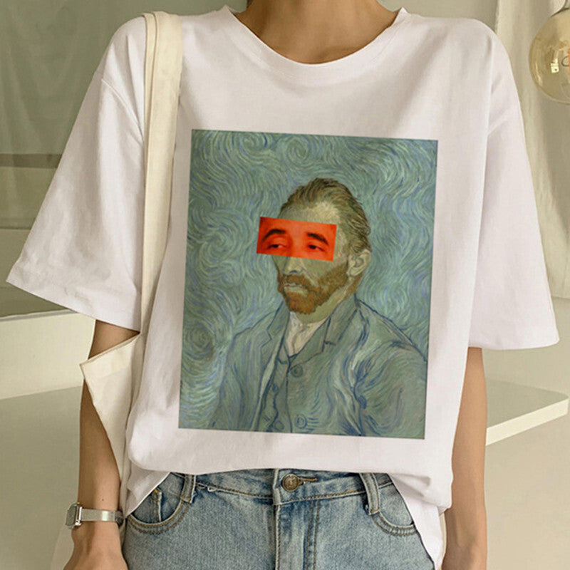 T-shirt stampata con pittura a olio di Van Gogh