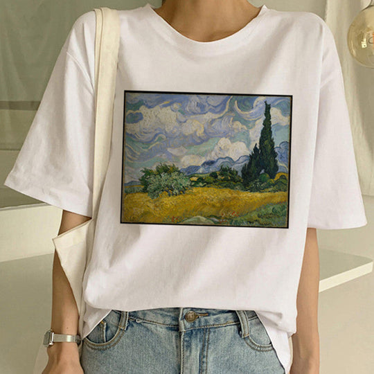 T-shirt stampata con pittura a olio di Van Gogh