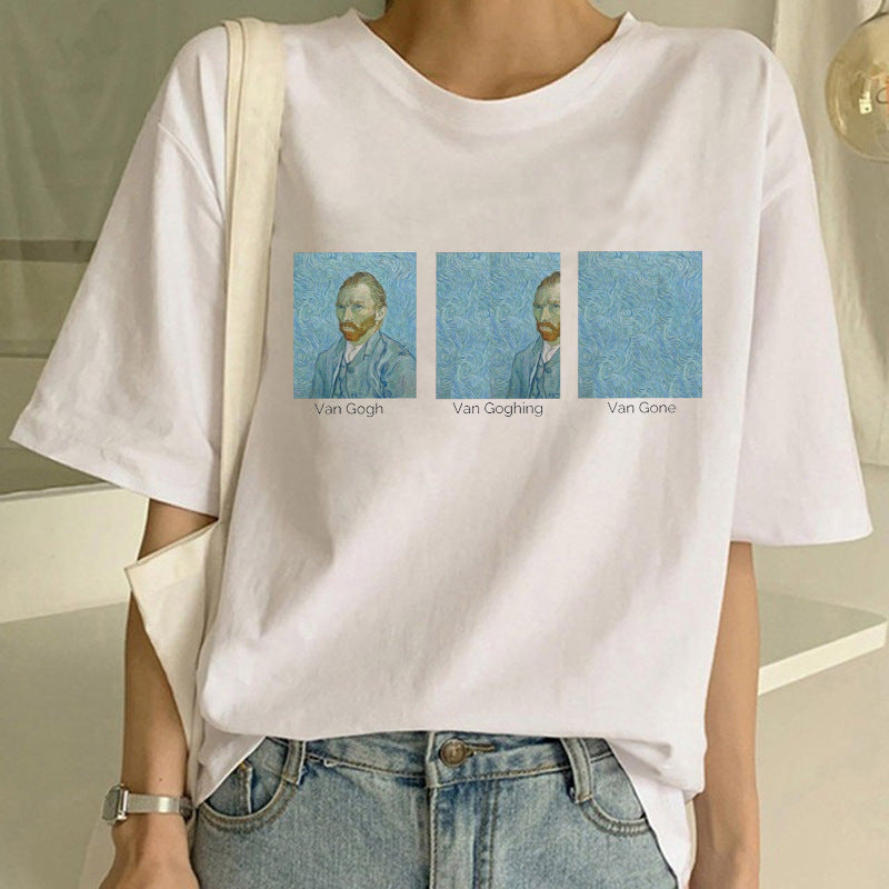 T-shirt stampata con pittura a olio di Van Gogh