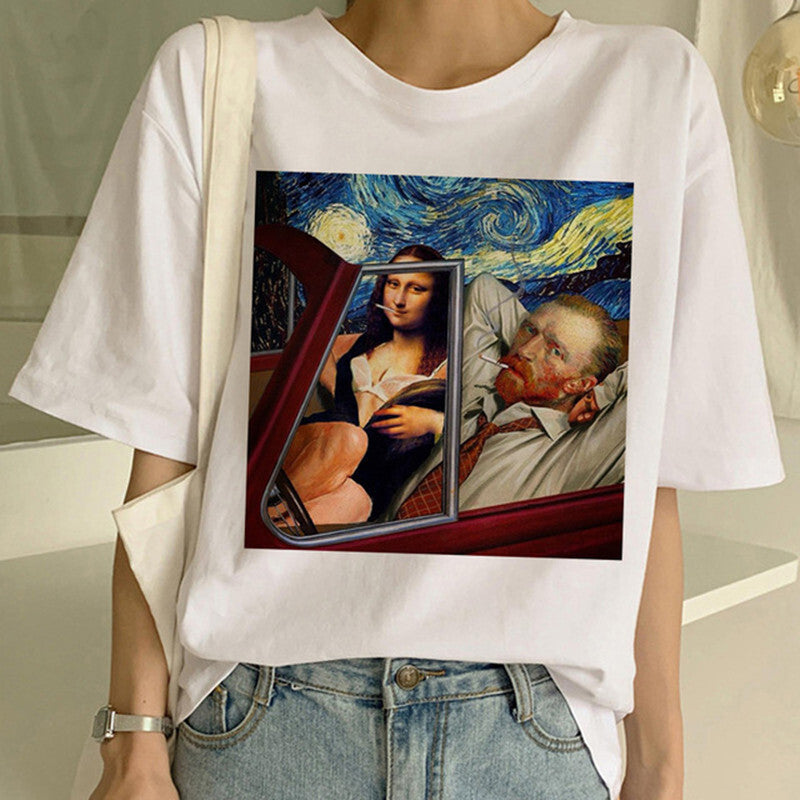 T-shirt stampata con pittura a olio di Van Gogh