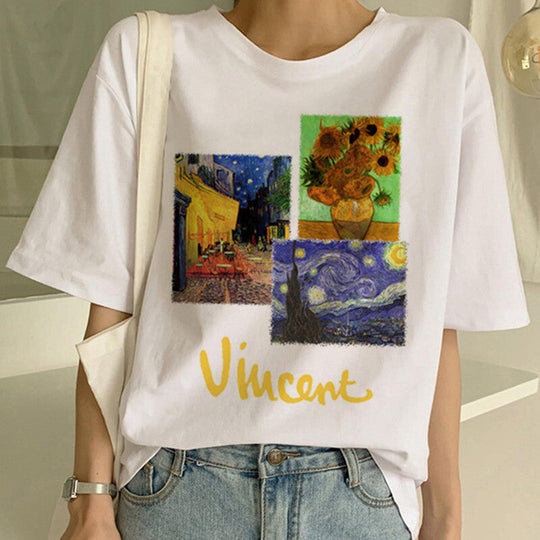 T-shirt stampata con pittura a olio di Van Gogh