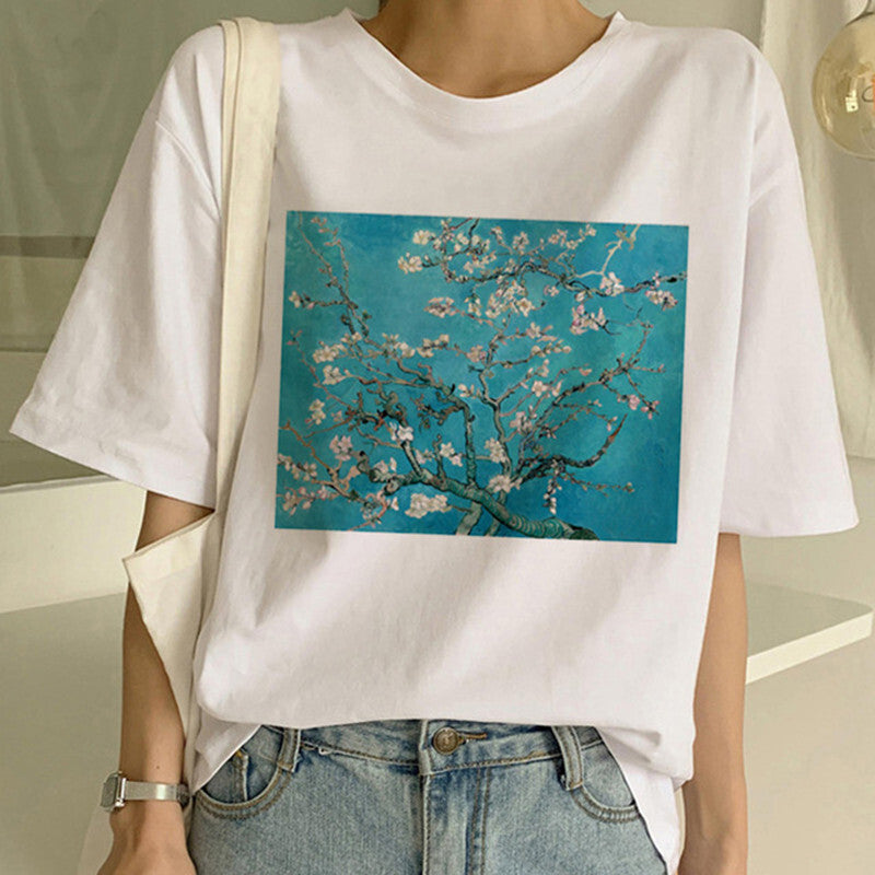 T-shirt stampata con pittura a olio di Van Gogh